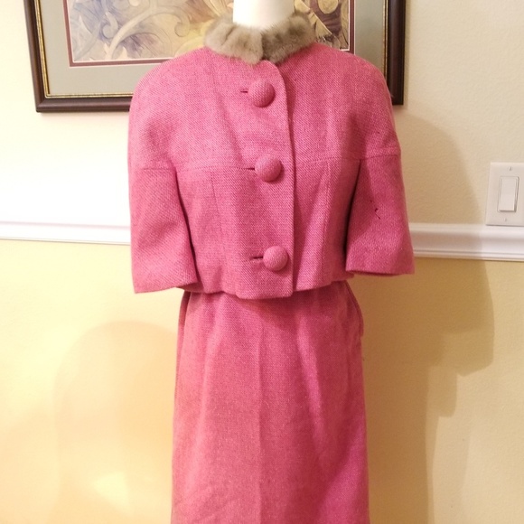 1961 Vintage Ladies Dress Suit Pink